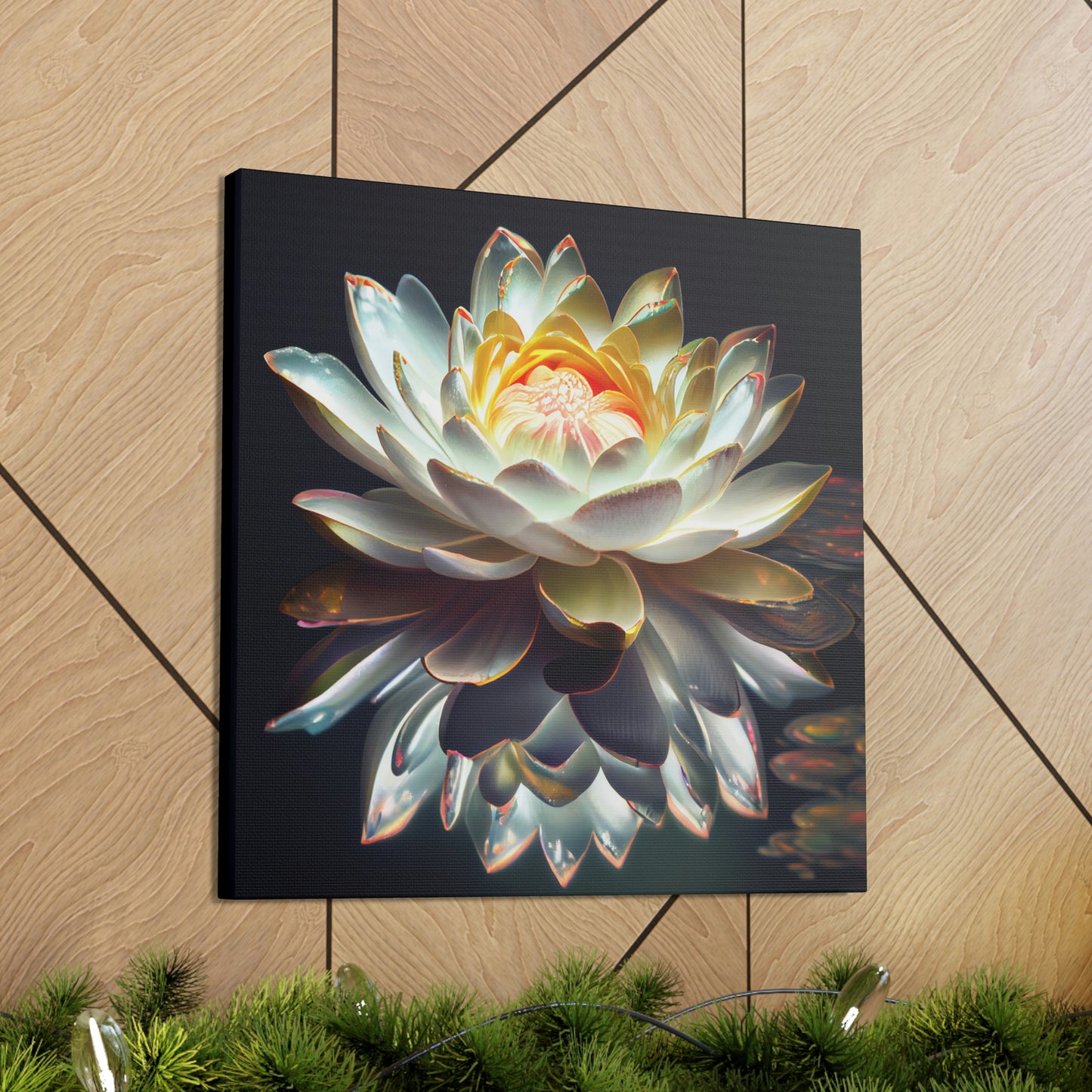 Iridescent White Lotus Floating on Water - Fine Art Print - Canvas Gallery Wraps