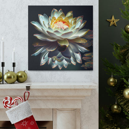 Iridescent White Lotus Floating on Water - Fine Art Print - Canvas Gallery Wraps