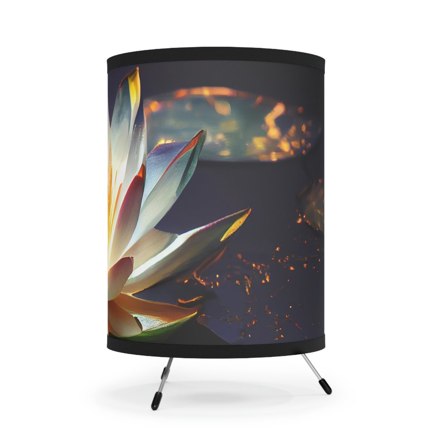 Mystic Lotus - Minimalist Tripod Lamp - Custom Print